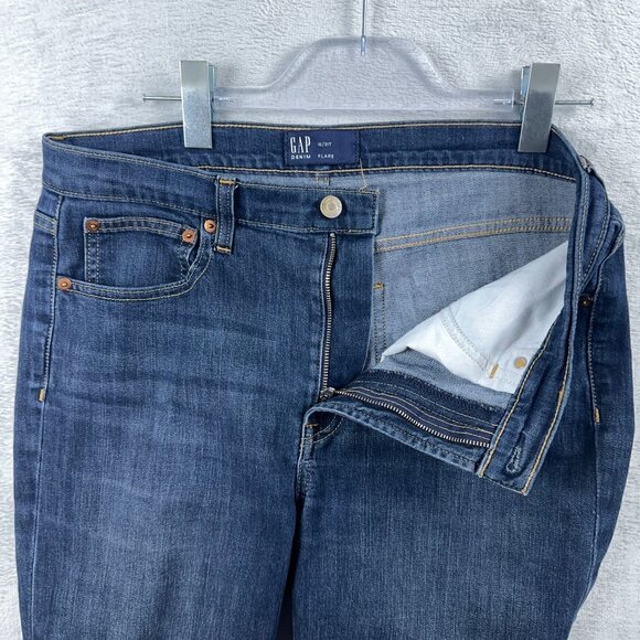 Gap Denim Flare Jeans High Rise Medium Wash Womens Blue Size 12/31T - Picture 4 of 13